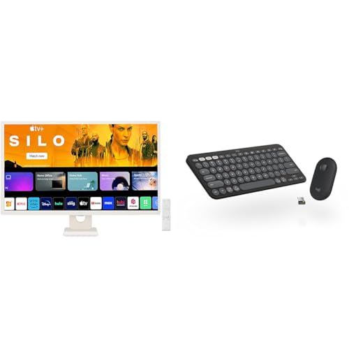 Image of LG 32SR50F Smart Monitor (32 inch, 80cm), FHD IPS Display (1920 x 1080) with webOS, Work & Play Smarter, ThinQ Home Dashboard, AirPlay 2 + Logitech Pebble 2 Combo, Wireless Keyboard and Mouse