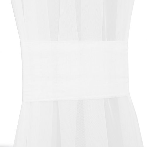 Aquazolax Rod Pocket Thin Sheer French Door Curtain Panel Elegant Solid Voile Pure White Drapery Panel 25" X 40" For Glass Door - 1 Piece #TOP2