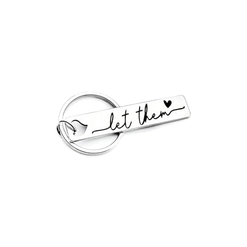 AIETUE Let Them Keychain For Women, Stainless Steel Heart Inspiring
