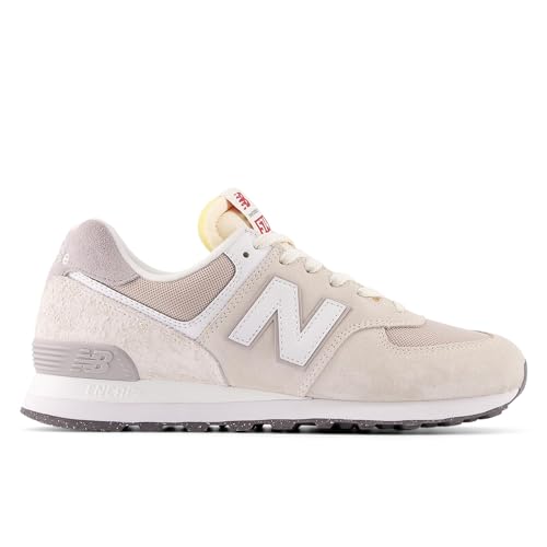 Image of New Balance Unisex 574 V2 70s Racing Sneaker,Sea Salt /Nb 102 White,Men 10 / Women 11.5
