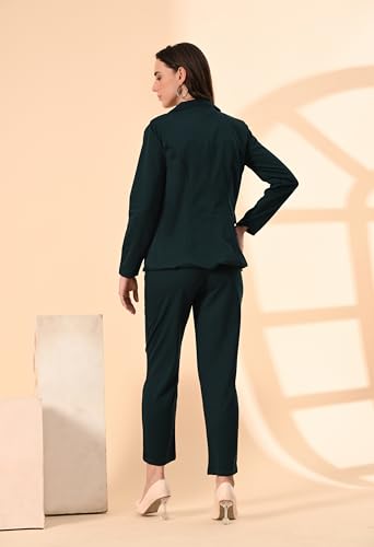 Image of Women's 3-Piece Suit Set | Solid Cotton Blend Blazer, Trousers & Camisole Top | Professional Office & Business Wear Outfit