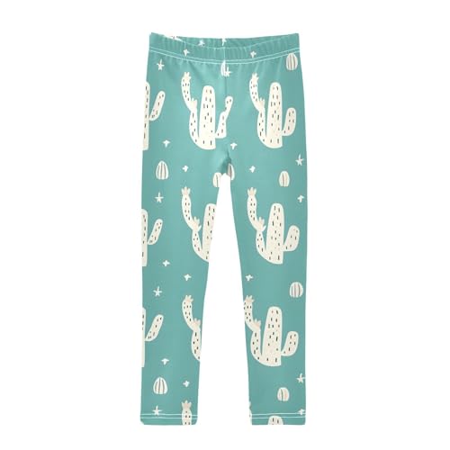 ALAZA Girls' Leggings Children's Yoga Pants Skinny Printed Dance Cactus Green Comfortable 4T