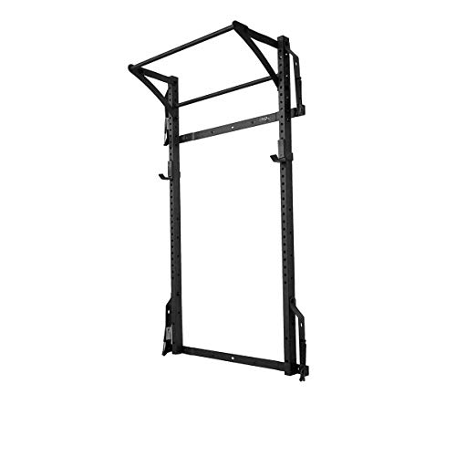 Murphy Rack Fold Up Wall Mounted Folding Squat Rack Space Saving Power Stand with Pull Up Bar Home Gym Equipment (Textured Black Powder Coat)
