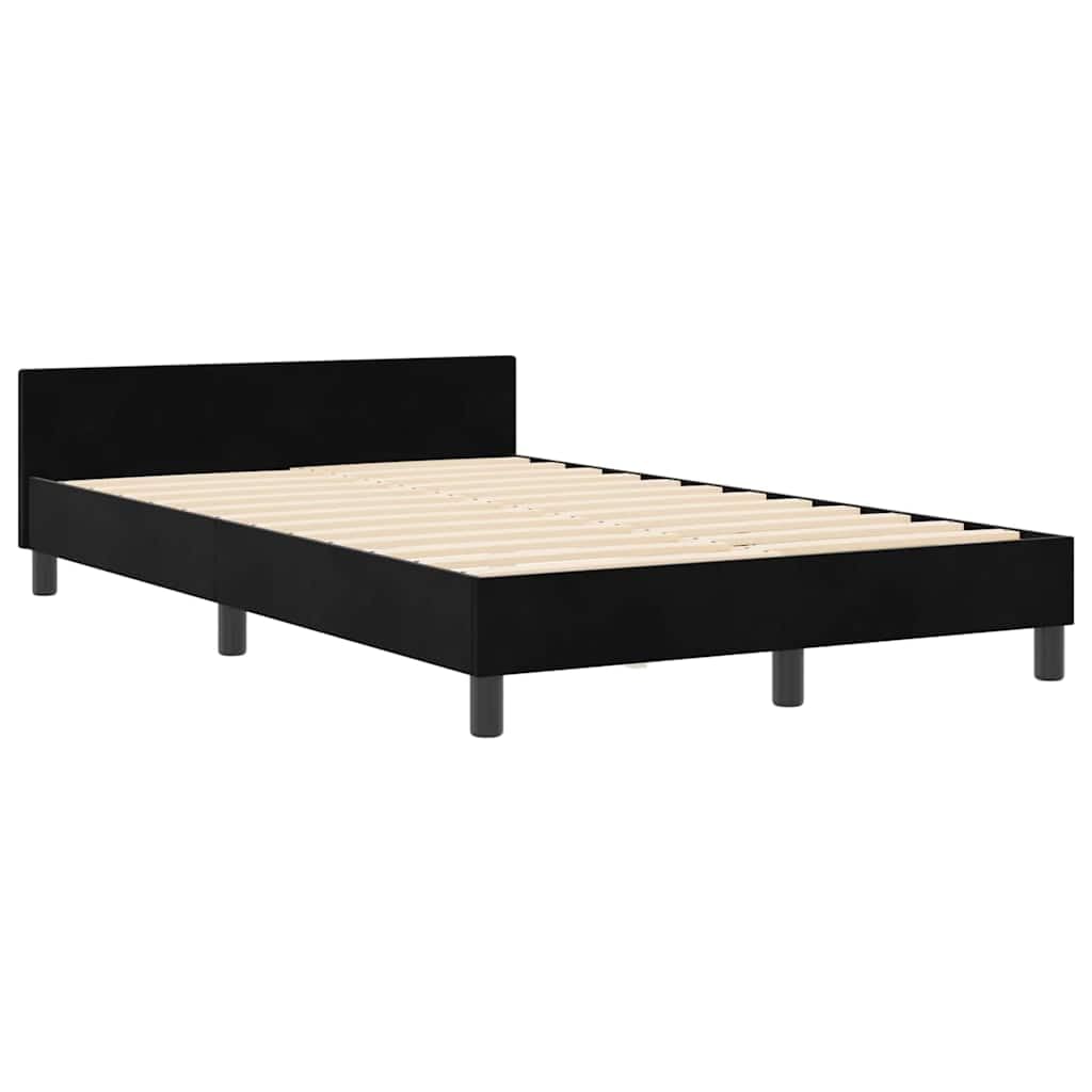 Velluto premium legno massello Modern Box letto 120x190 cm Nero