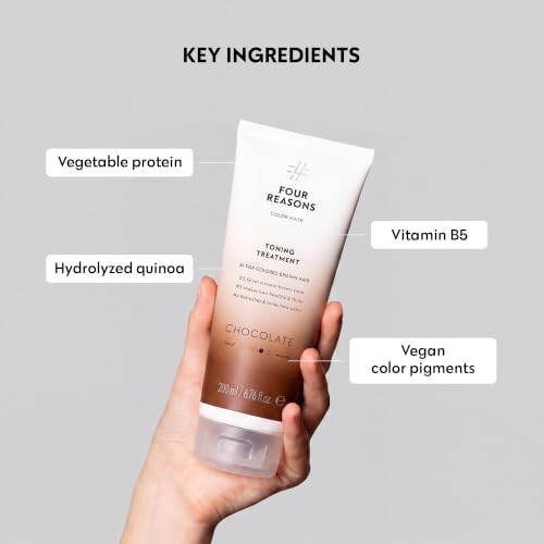 Image of FOUR REASONS Color Mask, Chocolate (27 Colors) - Hair Gloss & Color Depositing Conditioner - Semi Permanent Hair Toner for Color-Treated Hair Color For Women - Vegan & Cruelty-Free - 6.76 fl oz