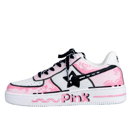 Bobo's House Unisex Hand-Painted Pink Star Chunky Sneakers Cute Star-Themed Vegan Platform Shoes