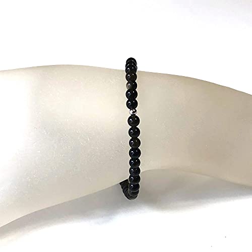 Mini Obsidian Gemstone 4Mm Energy Bracelet - Yoga Intention Meditation #TOP2