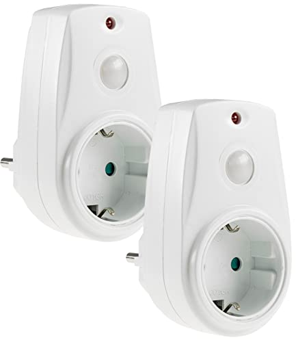 Steckdose mit Dämmerungsschalter 2Stück 10-280 Watt Simuliert Anwesenheit Zwischenstecker mit Dämmerungssensor für Lampen Leuchten 230Volt Weiß