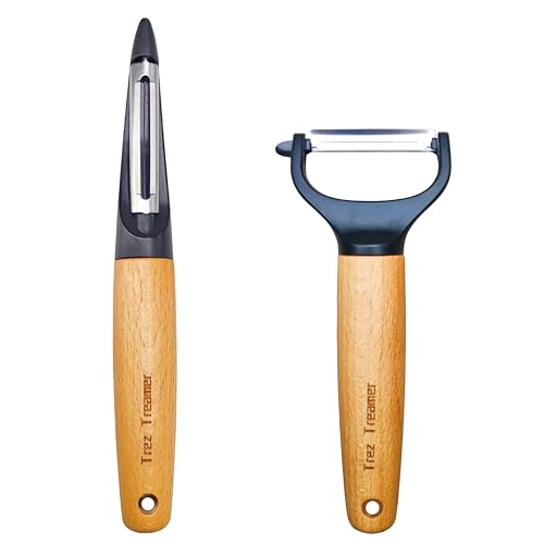 Trez Treamer VEGETABLE PEELERS For Kitchen, Super Sharp Wooden Potato Peeler Set Apple Cucumber Carrot Fruit Potatoes Veggie Peeler Bulk cover