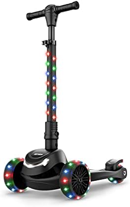 Jetson Scooters - Jupiter Mini 3 Wheel Kick Scooter (Black) - Collapsible Portable Kids Three Wheel Push Scooter - Lightweight Folding Design with High Visibility RGB Light Up LEDs on Stem and Wheels