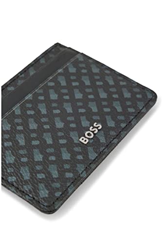 Card holder with money clip in Italian fabric with monogram size UNITA Color Black2