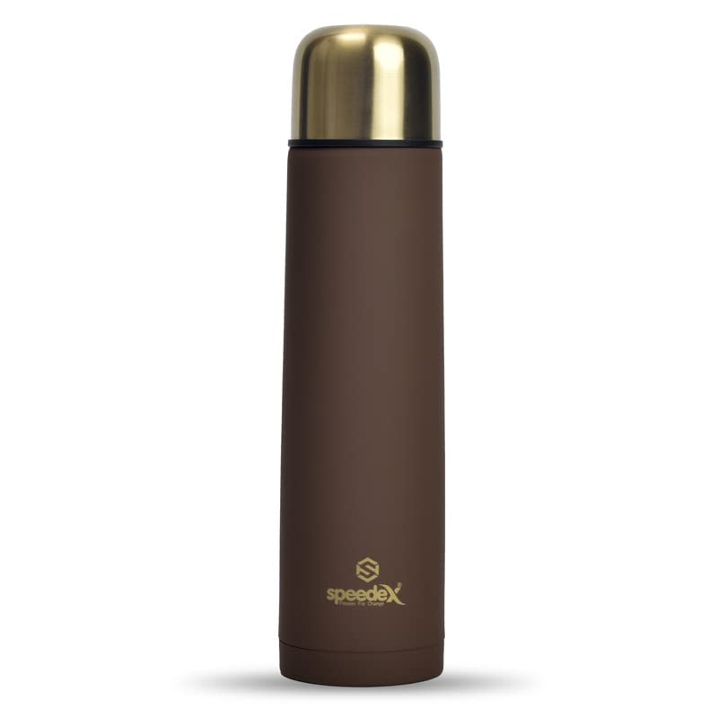 SPEEDEX Thermos Bottle - 1000 ML Vacuum Insulated Stainless Steel for Kids, Men, Women - Thermosteel Bottle Ideal for School, Office, Travel Flask for Hot & Cold Beverages - Brown Colour