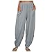 JEUROT Beach Pants for Women Wide Leg Long Lounge Pant Printed Boho Trousers with Pocket Casual Fashion Plus Size Vacation Clothes for Women(Grey, XXXL)
