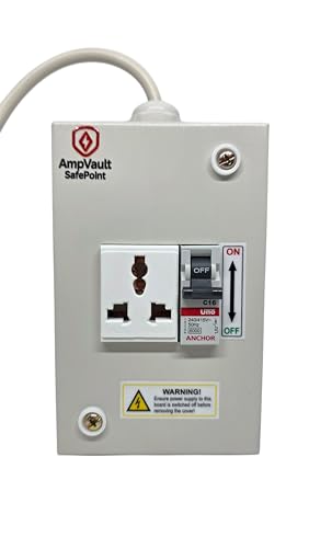 Image of EV Charging Safety Device | 16A MCB + Surge Protection | for Ather /Ola /TVS & Other 6A Type-D EV Charger Plugs | Metal Enclosure | Safe EV Charging Extension Box (1 Meter Cable)