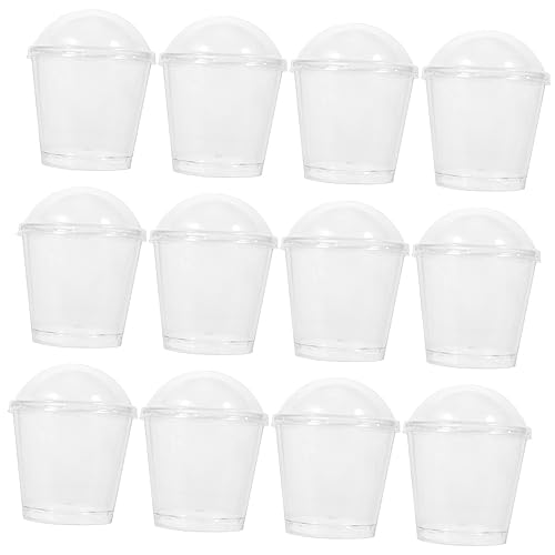 COLLBATH 25pcs Transparent Dessert Cup Clear Cups with Dome Lids Tumbler Serving Cups Desert Cups Mini Dessert Cups Dessert Shot Glasses Fruit Cups with Lid Clear Party Cups Cold Drinks Cup