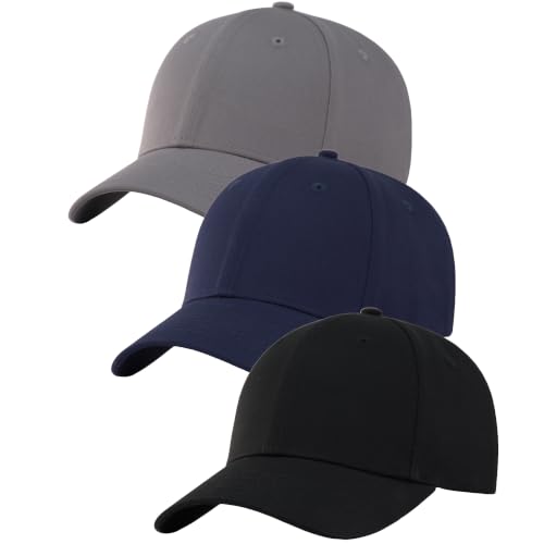 Image of 3 Pack Plain Cotton Strapback Baseball Hat Adjustable Low Profile Blank Team Ball Caps for Men Women