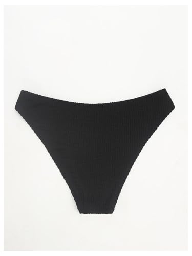 Milumia Women's Textured Bikini Bottoms Mid Waisted Cheeky Beach Swimsuit Bottoms2