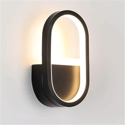 MEVZHH Moderna Luz de Pared Interior Diseño Oval 14W Lámpara de Pared Decoración Creativa Accesorio de Pared para Dormitorio, Sala de Estar Pared de Fondo, Pasillo/Negro