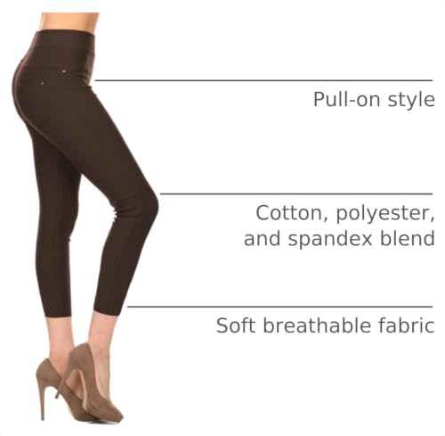 Image of Leggings Depot Women's Cotton Blend Stretch Pull-on Jeggings Casual Pants with Pockets (Available in Plus Size)