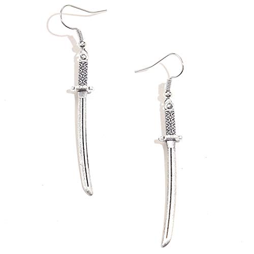 coadipress Vintage Katana Knife Dangle Drop Earrings for Women Personalized Creative Funny Punk Cool Silver Retro Statement Earrings
