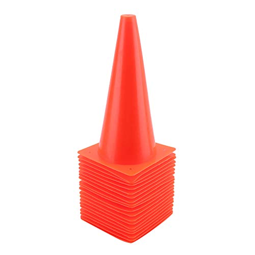 12 Inch Orange Traffic Training Cones, Plastic Safety Parking Cones, Agility Field Marker Cones for Soccer Basketball Football Drills Training, Outdoor Sport Activity & Festive Events - 20 Pack