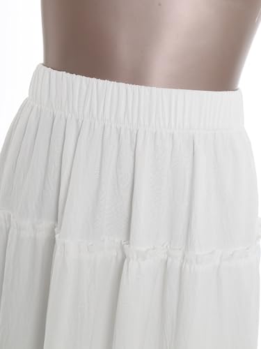 Women's A-Line Midi Skirt Elastic Waist Ruffled Tiered Swing Skirt for Casual Daily Wear4
