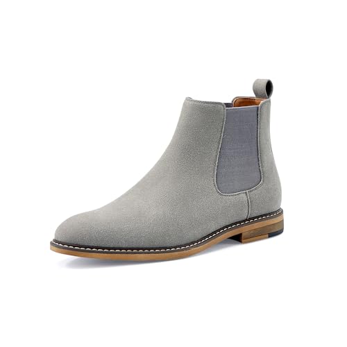 Temeshu Men's Chelsea Boots Casual Dress Boots Gray Ankle Slip On Boots for Men MS25 Gray 8