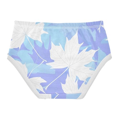 Girls Underwear Toddlers 2t Cotton Girl Panties Cute Funny Briefs Undies Kids White Maple Leaves Pastel Blue2