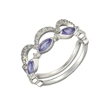 Trauringe Weißgold Au375 9 Karat Lab Tansanit 2Pcs Rings Set Welle Gr.61