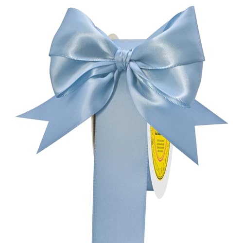 Image of Double Face Dusty Blue Satin Ribbon 1-1 /2 inch X 50 Yards Polyester Dusty Blue Ribbon for Gift Wrapping Very Suitable for Weddings Party Hair Bow Invitation Decorations and More