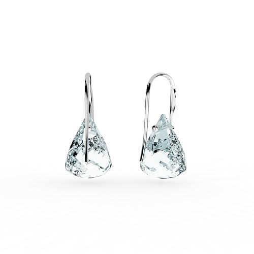 Swarovski Lunar drop earrings, Blue, Rhodium finish4