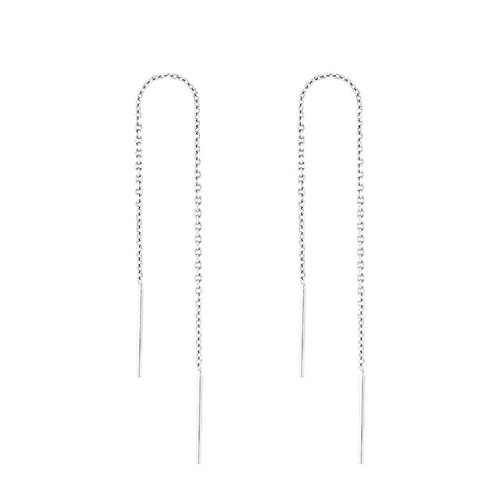 Beydodo Ohrringe Weißgold 750 Damen, Durchzieher Ohrringe Lang mit Kette 8CMOhrringe Nickelfrei Weißgold Modeschmuck