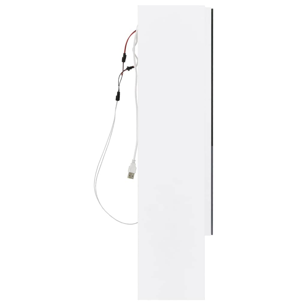 vidaXL Szafka łazienkowa z lustrem i LED, biała, 80x15x60 cm, MDF
