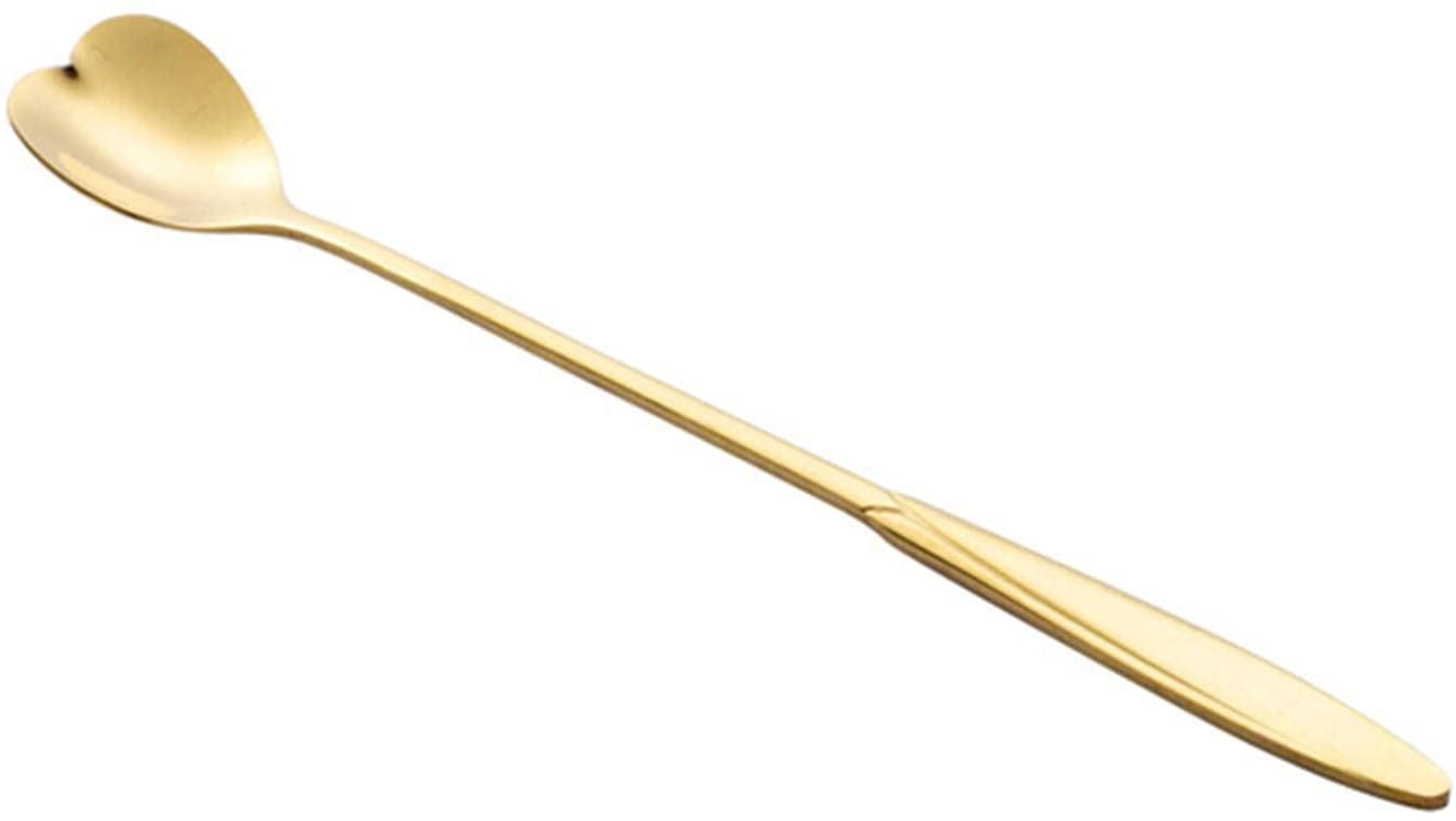 Kleine Löffel, 1. Pc. Edelstahl Löffel Blume Löffel Kaffee Löffel Küchenzubehör Geschirr Dekoration Mokkalöffel(Gold B Long)