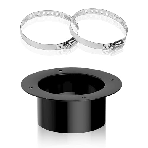Flangia da Parete in Plastica, ABS Dritta per Sistemi di Ventilazione da 97 mm (con 2 Fascette Stringitubo), Flangia di Saldatura (per Tubo di Scarico, Aria Condizionata, Sistemi di Ventilazione)