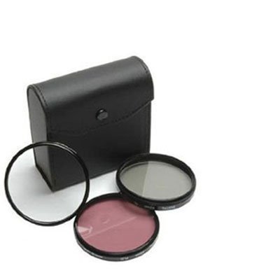 52mm High Resolution 3-piece Filter Set (UV, Fluorescent, Polarizer) - Black - for Nikon D40, D60
