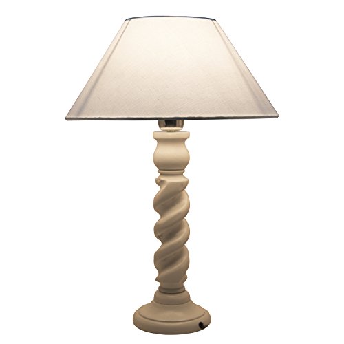 Image of Homesake Classic Twister Wooden Table Lamp with Fabric Shade | Handcrafted Bedside Lamp with E27 Holder| Bulb Included |Warm Light Night Lamp for Bedroom, Living Room, Study & Home Decor, White