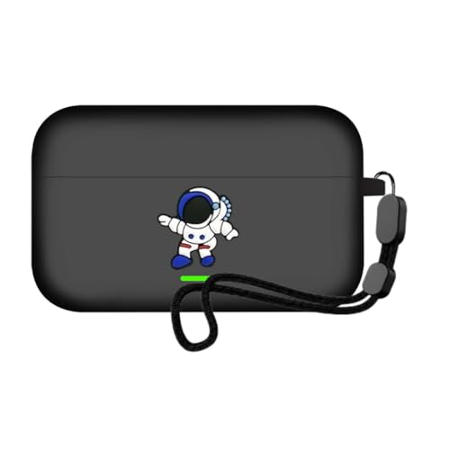 Image of Anvique Silicone Case Cover for Realme Buds T500 Pro, Shockproof Protective Earbuds Cover with Keychain Hook, Anti-Scratch Soft Silicone Skin, Full Body Protection Case (Astronout Lanyard)