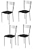 Tommychairs - Set 4 chaises Elegance pour Cuisine, Bar et Salle à Manger, Robuste Structure en Acier chromé et Assise rembourrée et revêtue en Cuir Artificiel Couleur Noir
