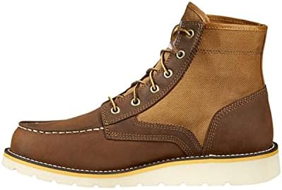 Carhartt Men's 6" Moc Toe Wedge Boot FW6035-M Ankle, Brown Leather & TAN Duck, 9.5 | Image 2