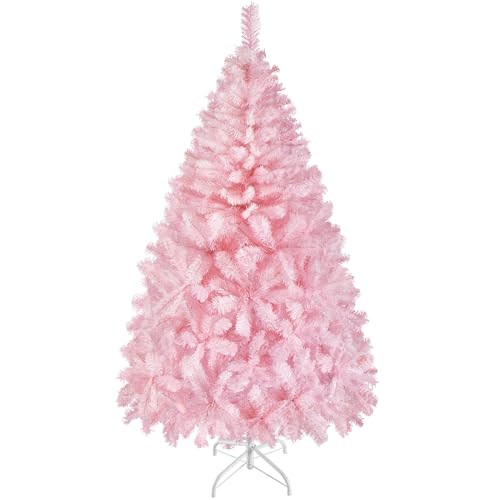 Yaheetech 154cm Künstlicher Weihnachtsbaum Rosa, Tannenbaum mit 398...