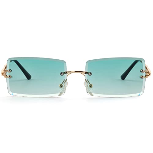 Image of Kursan Frameless Rectangle Sunglasses for Men Women Small Sun Shades