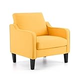 VINGLI Accent Chair for Living Room Chairs Yellow Reading Chair for Bedroom Scooped Arm Chair Mid Century Modern Accent Chairs Upholstered Comfy Chair for Apartment, Waiting Room