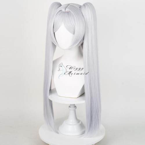 frieren cosplay wig for sousou no frierenn long silver white wigs ponytails  wig cap for frieren beyond journey39s end halloween christmas costume party