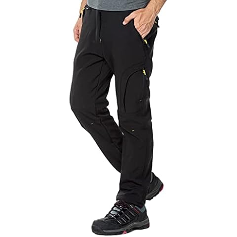 CARWORNIC Men's Warm Fleece Lined Snow Hiking Pants Winter Outdoor Windproof Waterproof Climbing Skiing Pants Cover