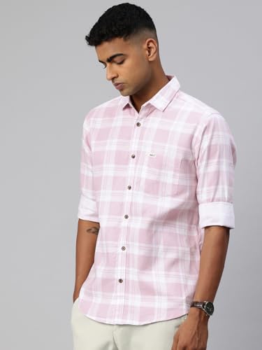 Image of Majestic Man Comfort Slim Fit Pure Cotton Checked Casual Shirt