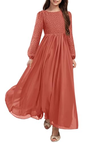 HOSIKA Girls Long Sleeve Maxi Dress for Weddings
