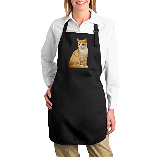 Tablier cuisine chat roux mignon imperméable noir pour cuisinier - 2