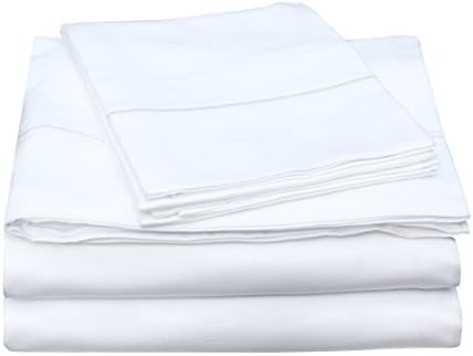 ONE PARK LINENS | 100% Organic Cotton Sheet Set | GOTS Certified – Eco Friendly | 400 TC - 4 Piece Set | Incredibly Soft and Luxurious Sateen Weave | 16” Deep Mattress Pockets | Queen - White