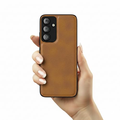 Image of Leather Case for Samsung Galaxy A14 Premium Protective Stylish Slim Cover with Shockproof Raised Edges Brown